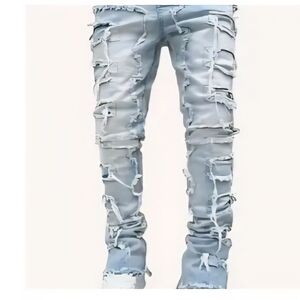 MEN HOLLOW OUT DENIM JEANS SIZE 36" Waistline